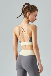 Colorblock Strappy Bra & Leggings Activewear Set by bornfocus