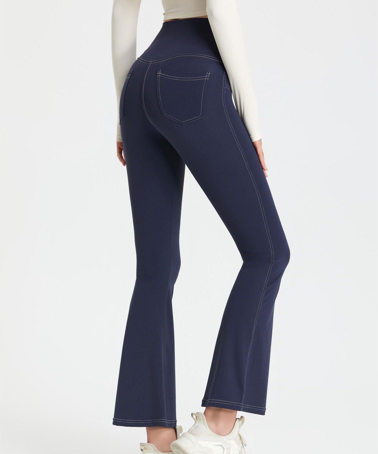 Stretch Denim Flared Leggings by bornfocus