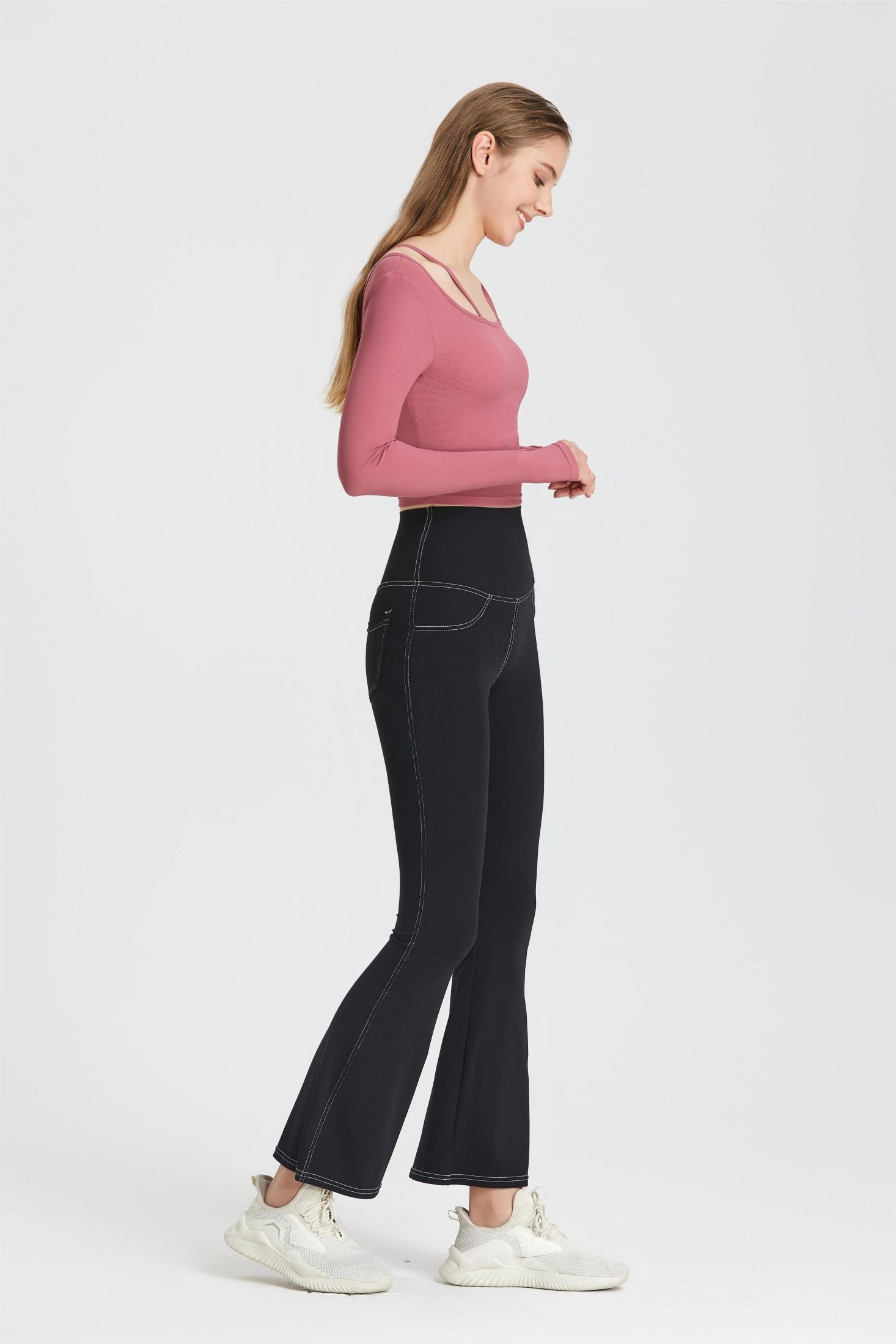 Stretch Denim Flared Leggings by bornfocus