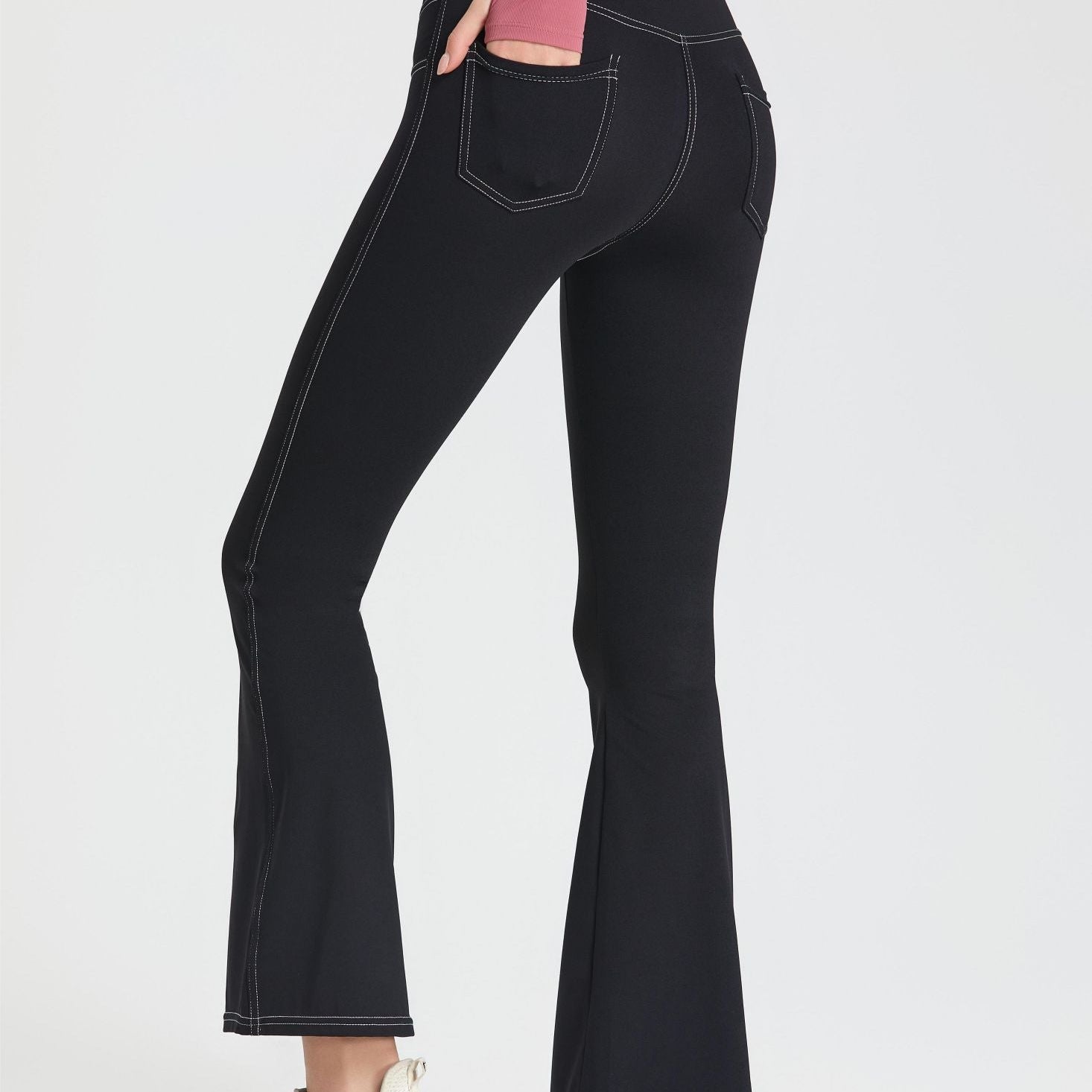 Stretch Denim Flared Leggings by bornfocus