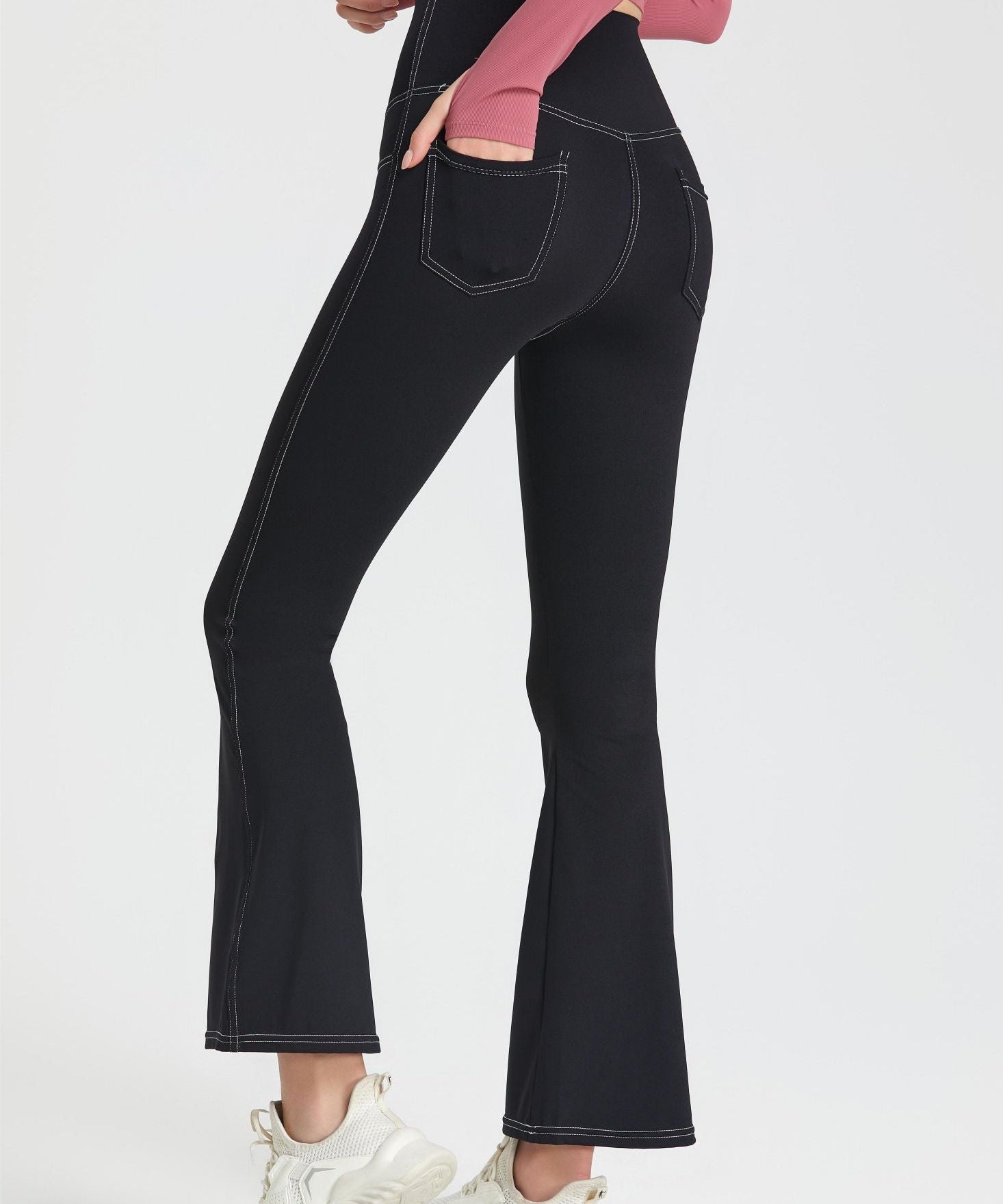 Stretch Denim Flared Leggings by bornfocus