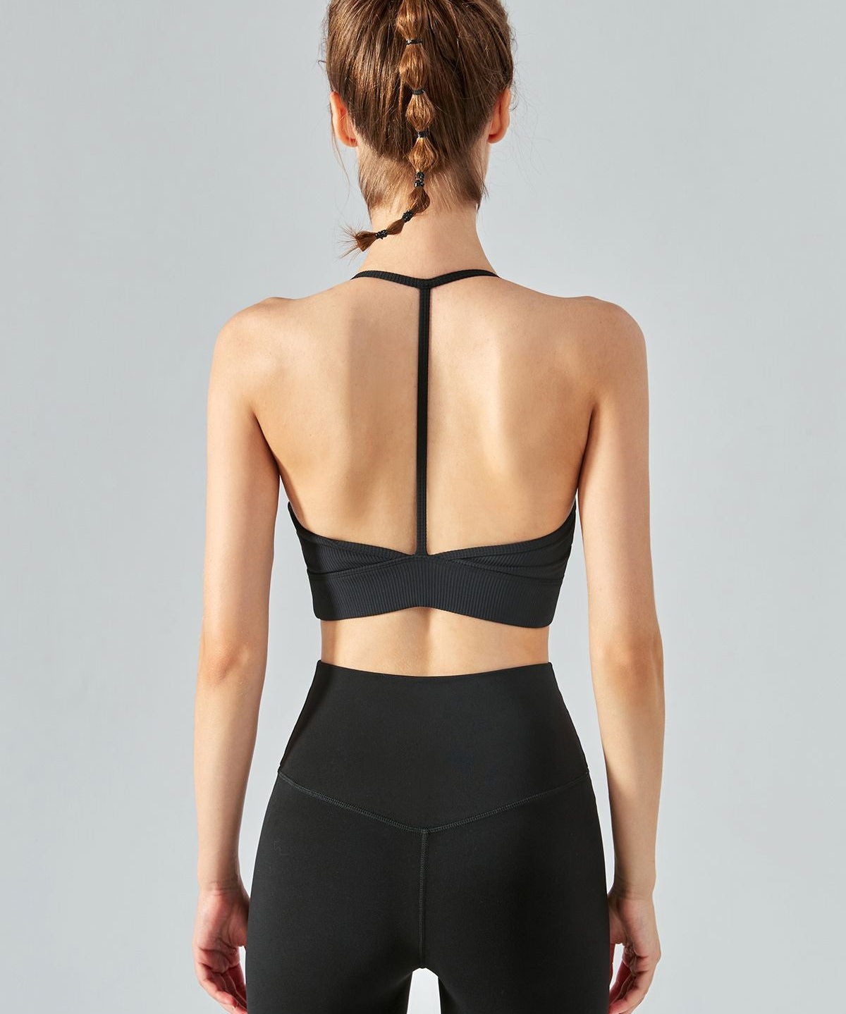 Ribbed T-Back Sports Bra by bornfocus