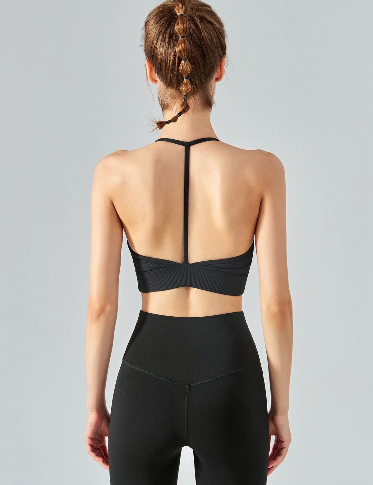 Ribbed T-Back Sports Bra by bornfocus