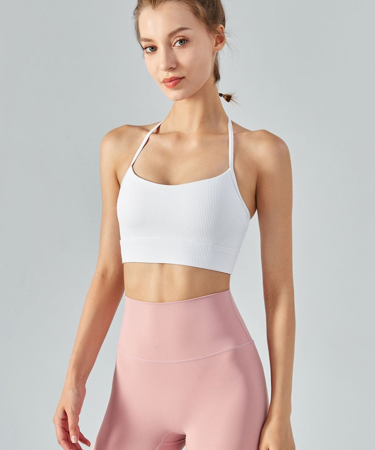 Ribbed T-Back Sports Bra by bornfocus