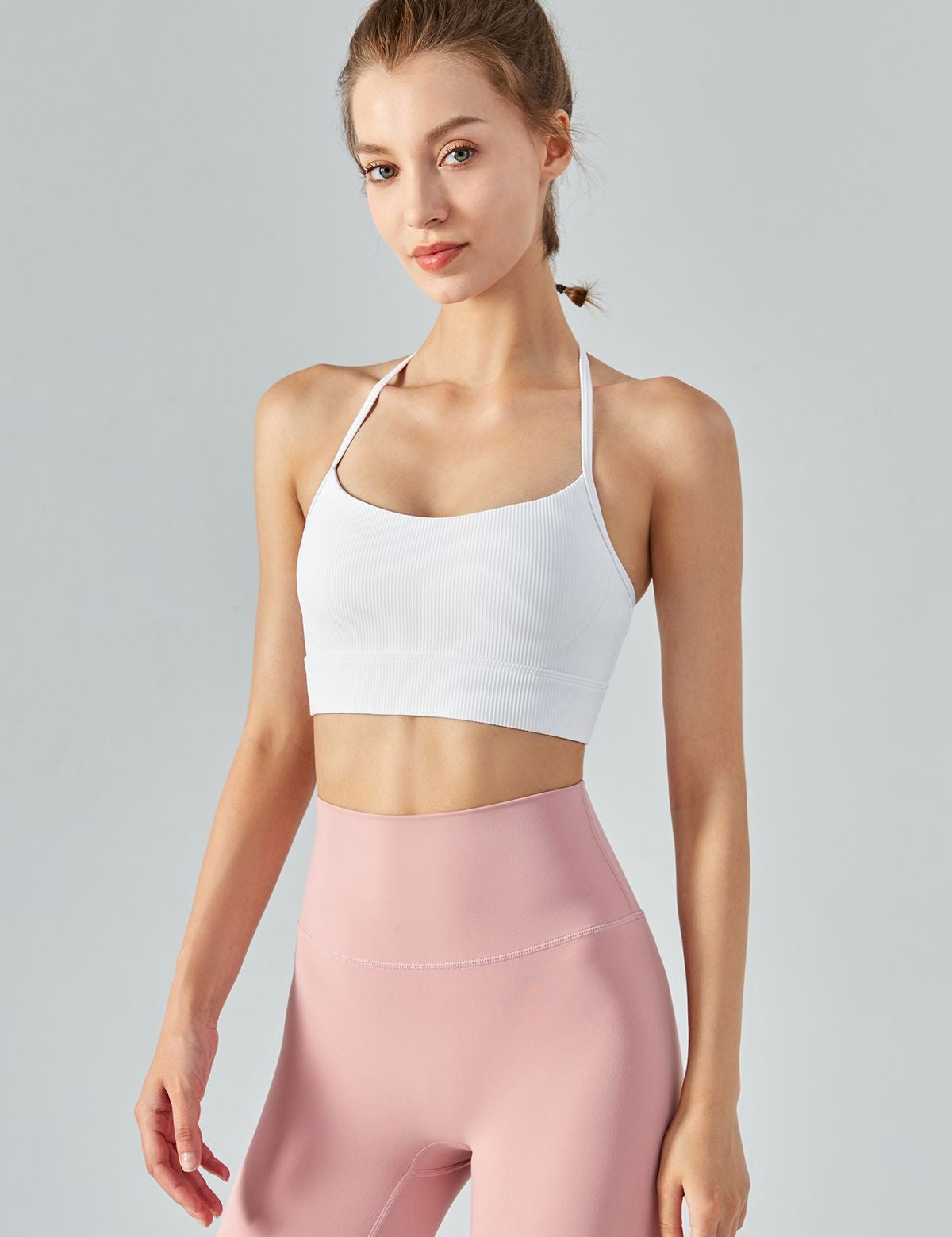 Ribbed T-Back Sports Bra by bornfocus