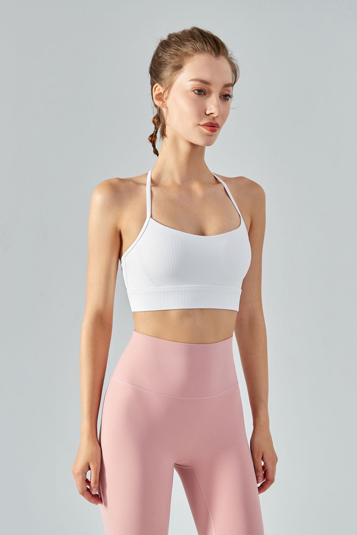 Ribbed T-Back Sports Bra by bornfocus