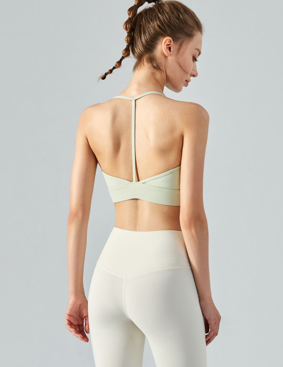 Ribbed T-Back Sports Bra by bornfocus