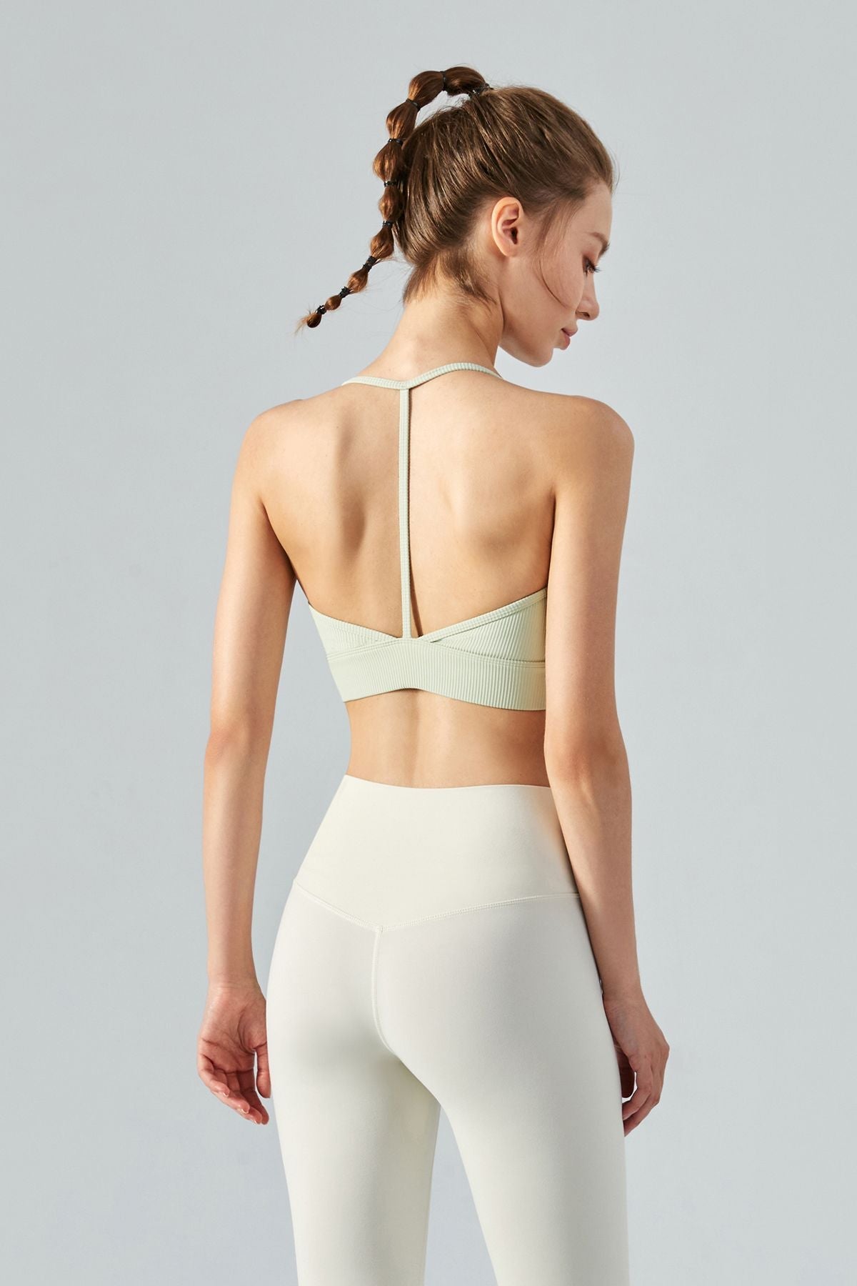 Ribbed T-Back Sports Bra by bornfocus