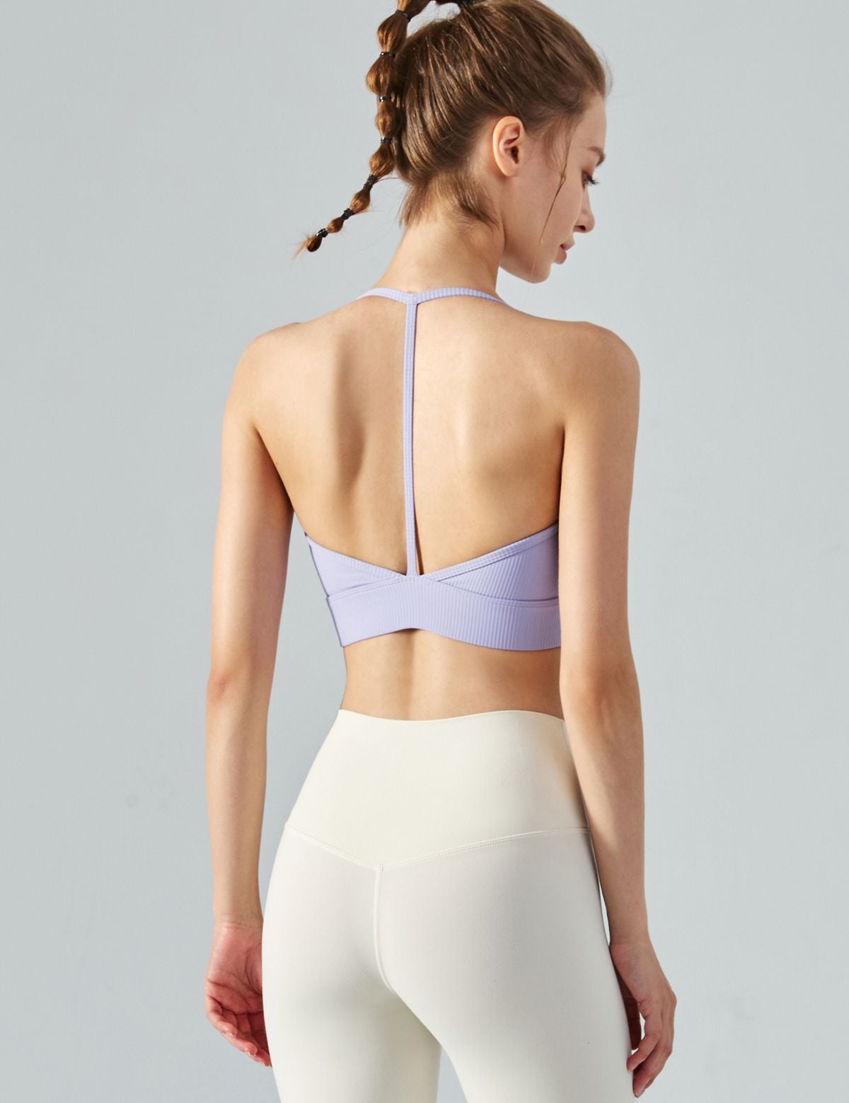 Ribbed T-Back Sports Bra by bornfocus