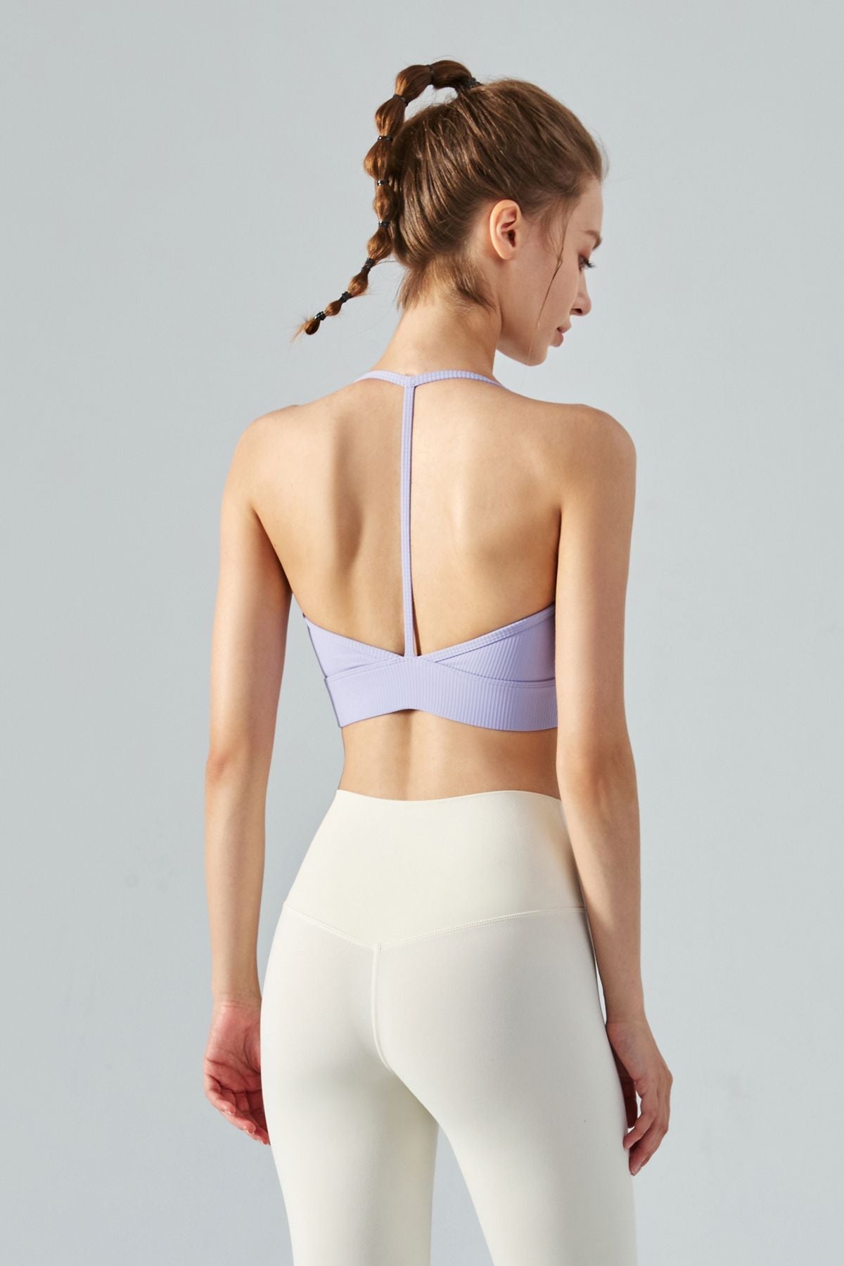 Ribbed T-Back Sports Bra by bornfocus