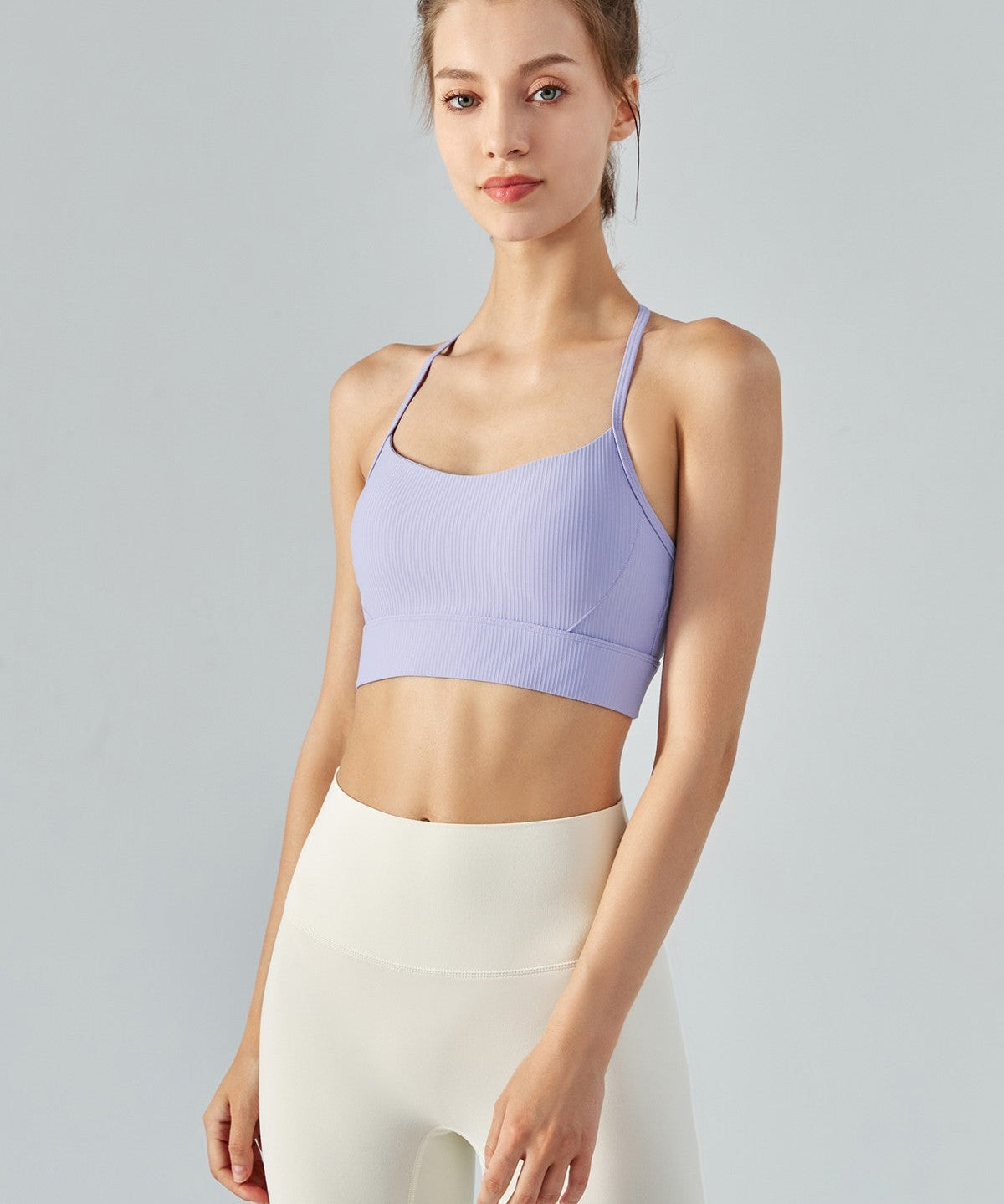 Ribbed T-Back Sports Bra by bornfocus