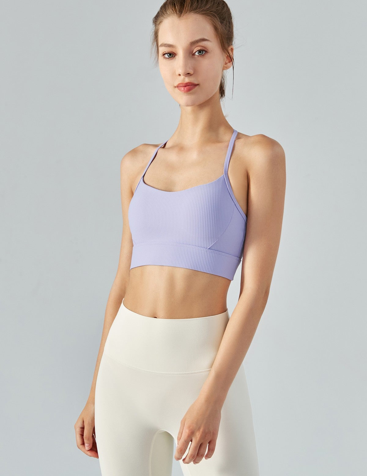 Ribbed T-Back Sports Bra by bornfocus