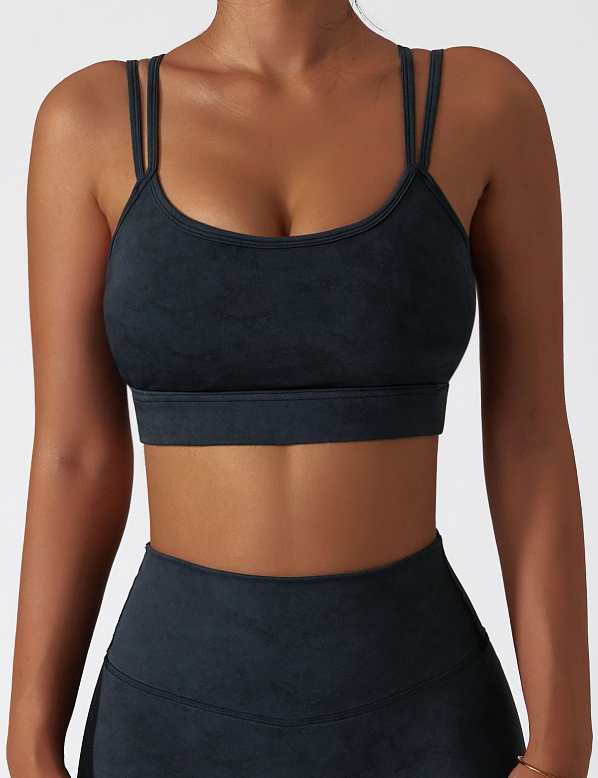 Double Spaghetti Straps Sports Bra by bornfocus