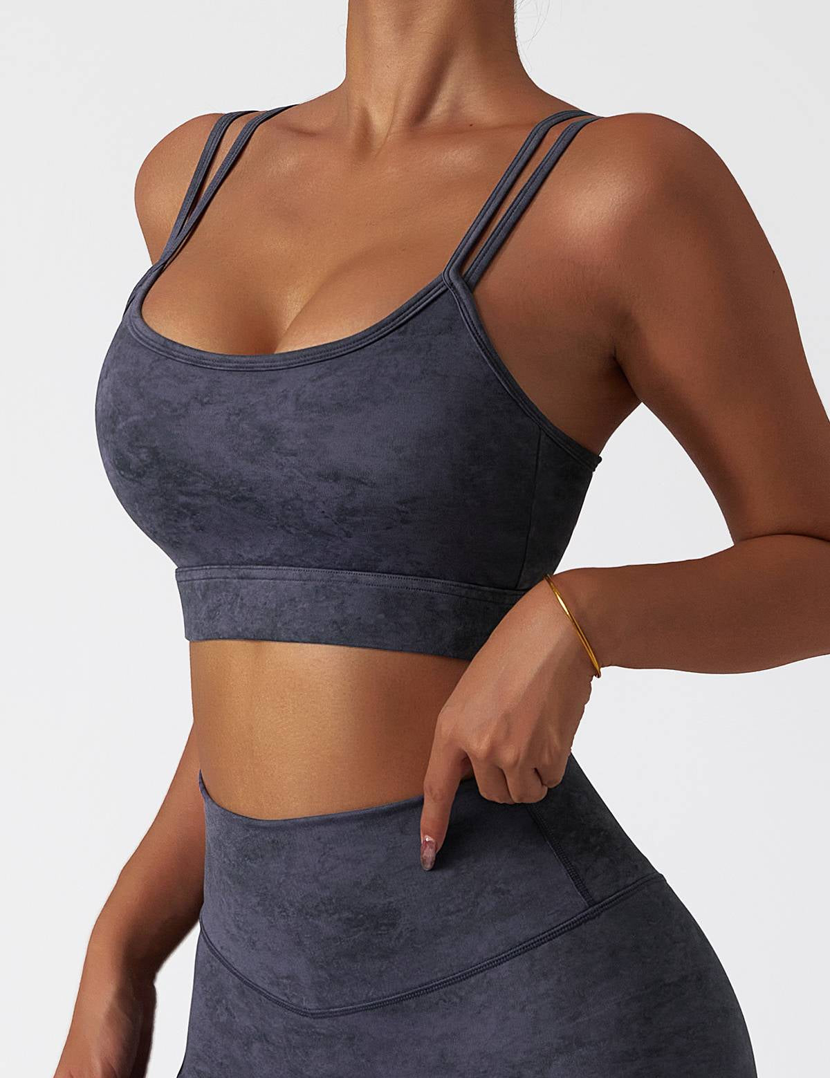 Double Spaghetti Straps Sports Bra by bornfocus