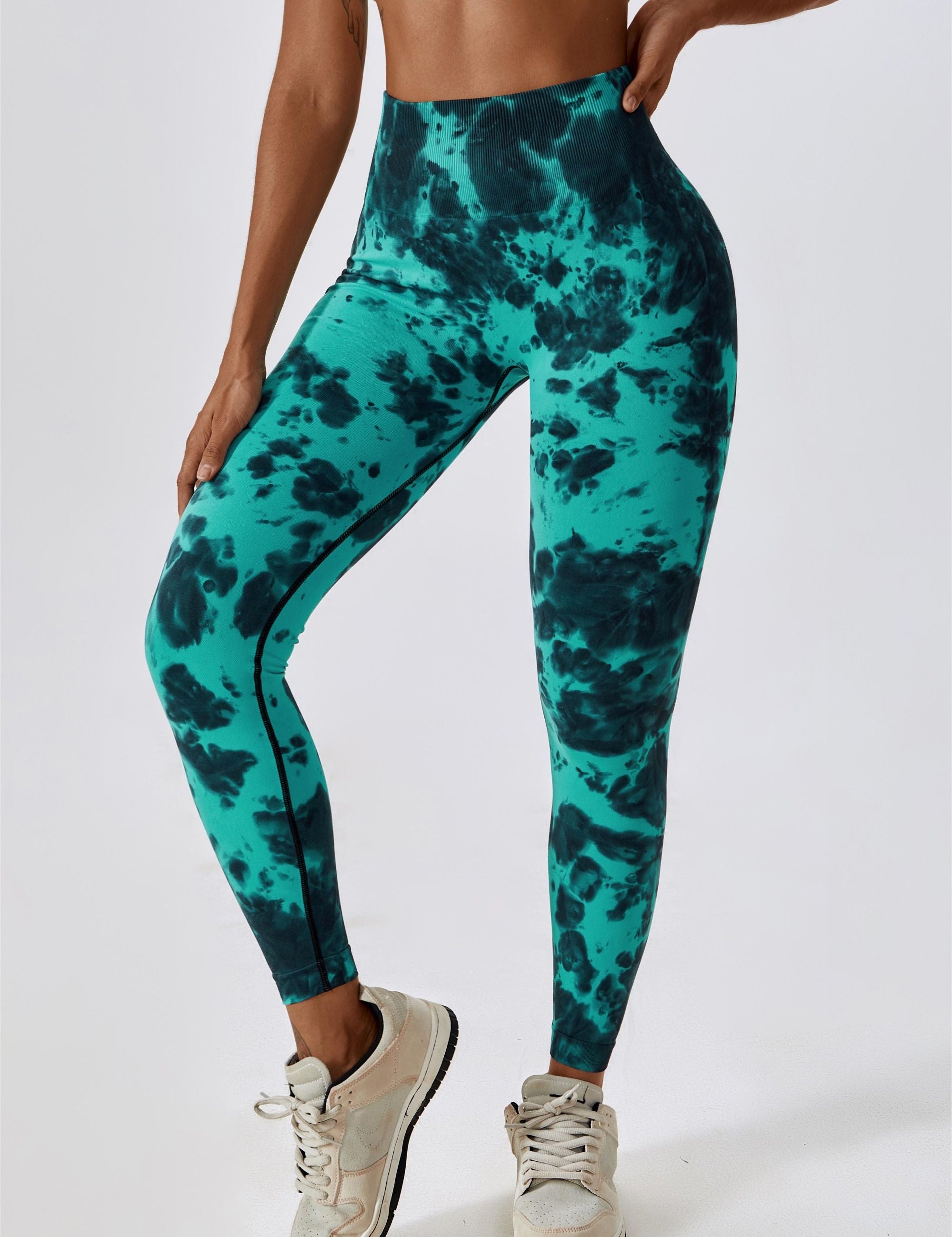 Tie Dye Seamless High-Rise Scrunch Leggings by bornfocus