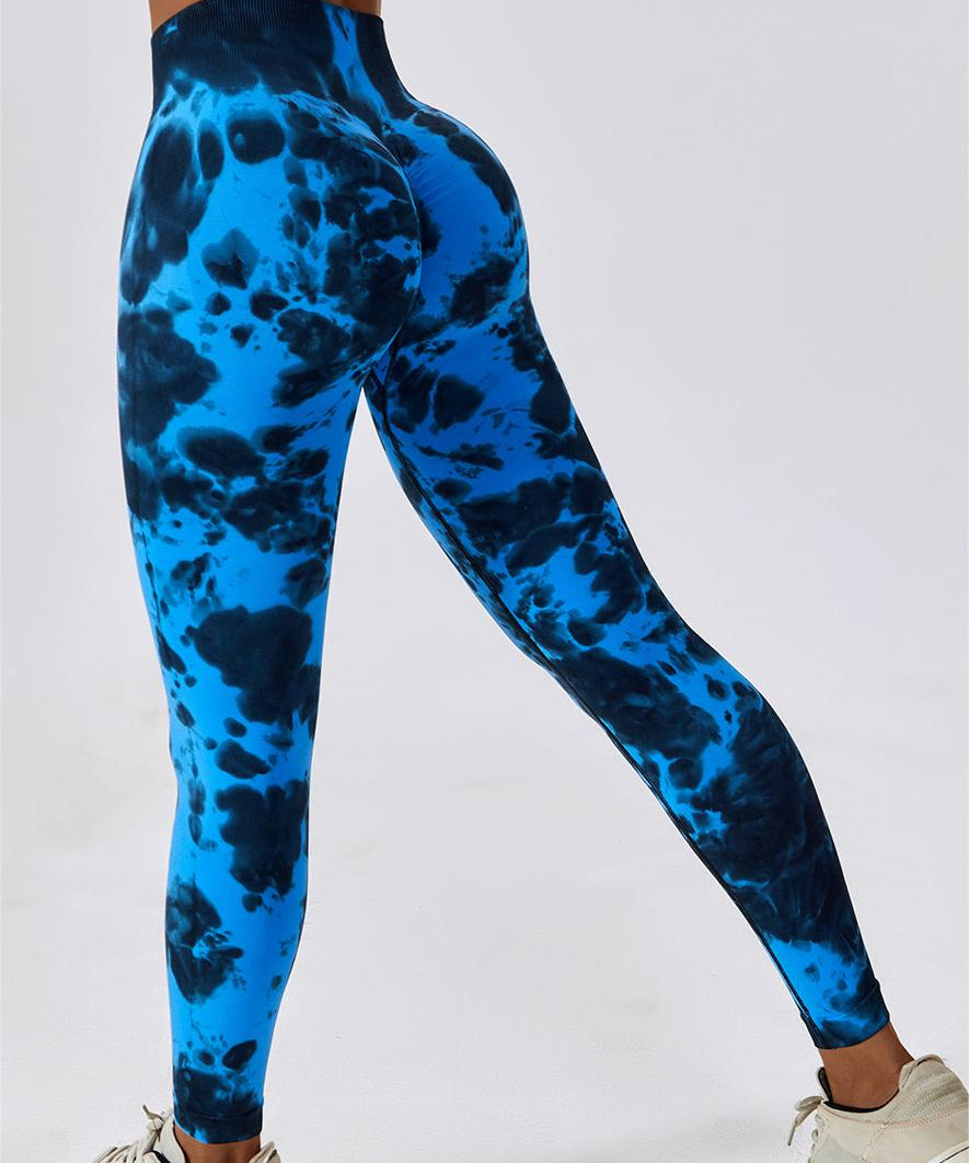 Tie Dye Seamless High-Rise Scrunch Leggings by bornfocus