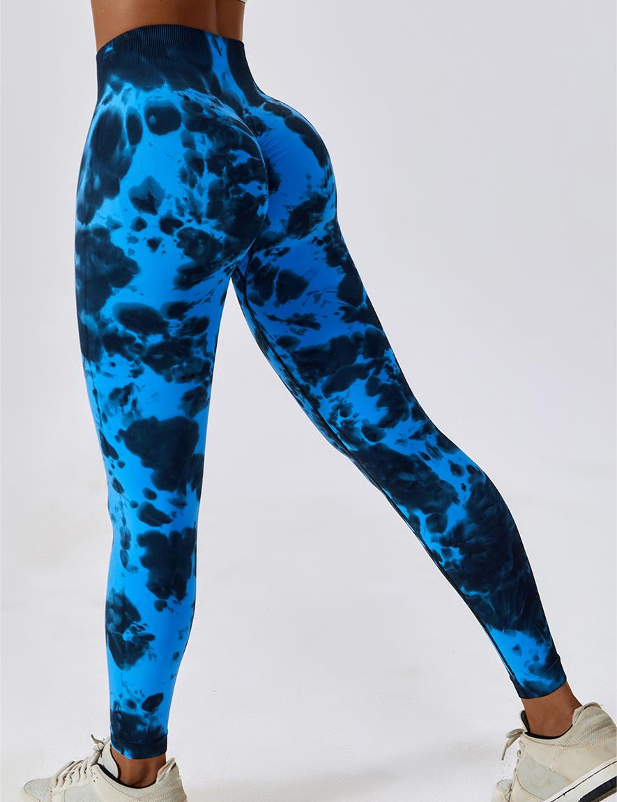 Tie Dye Seamless High-Rise Scrunch Leggings by bornfocus