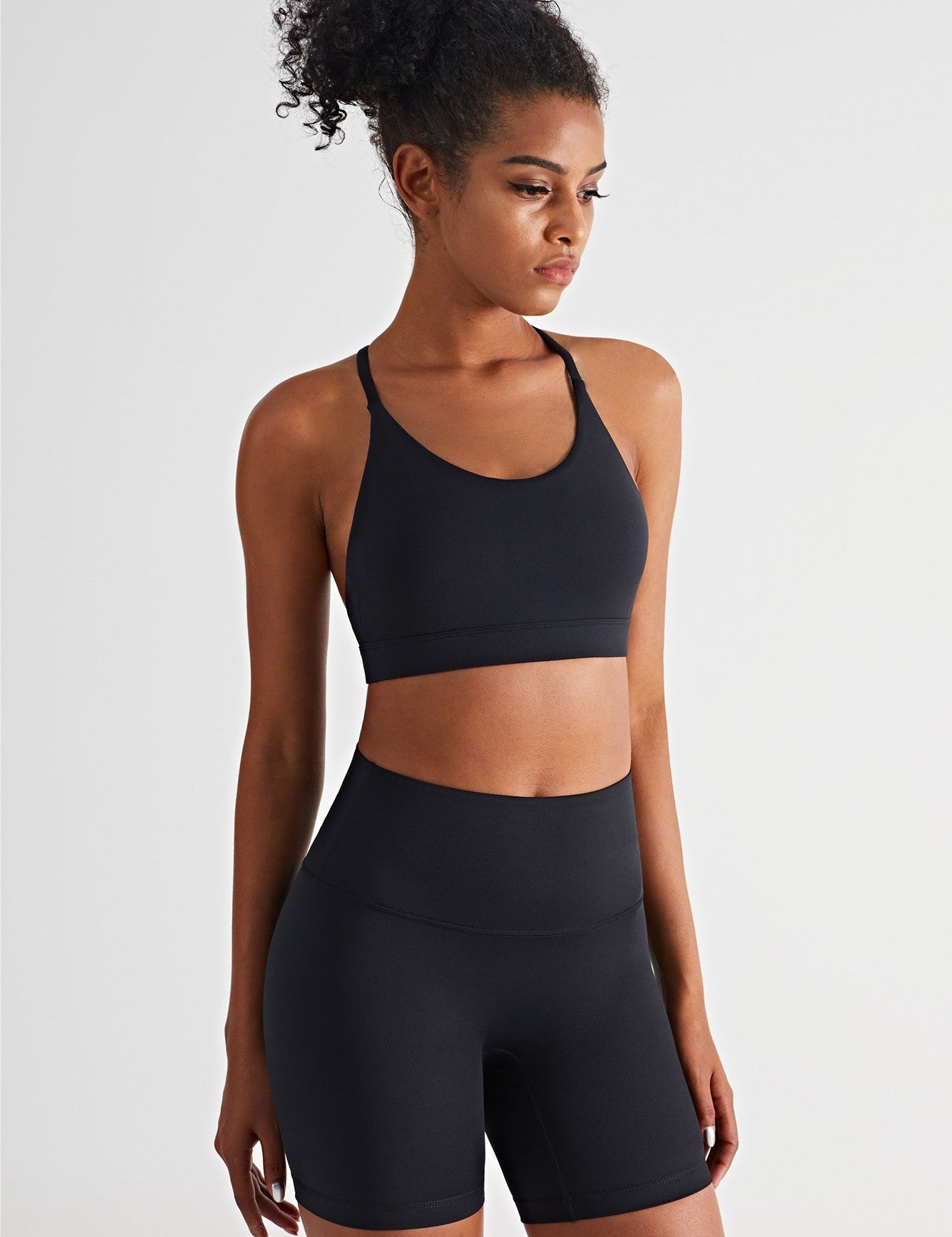 Triangle Back Sports Bra & Biker Shorts Activewear Set by bornfocus