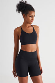 Triangle Back Sports Bra & Biker Shorts Activewear Set by bornfocus