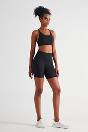 Triangle Back Sports Bra & Biker Shorts Activewear Set by bornfocus