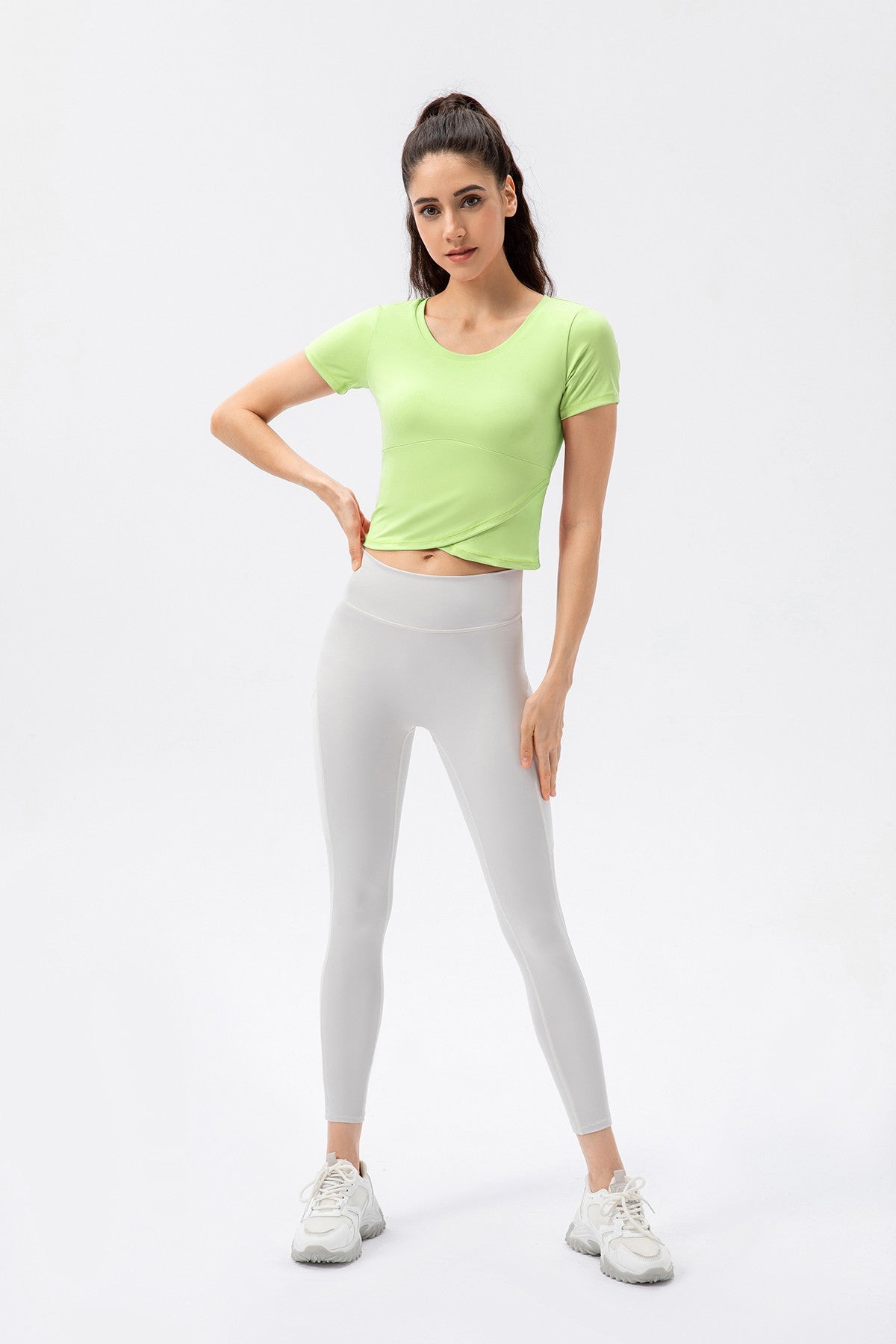 Twist Front Crop Top with Built in Bra by bornfocus