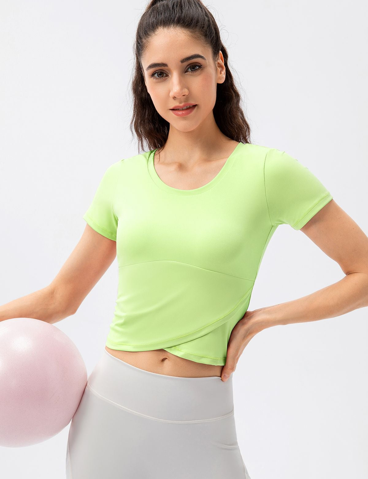 Twist Front Crop Top with Built in Bra by bornfocus