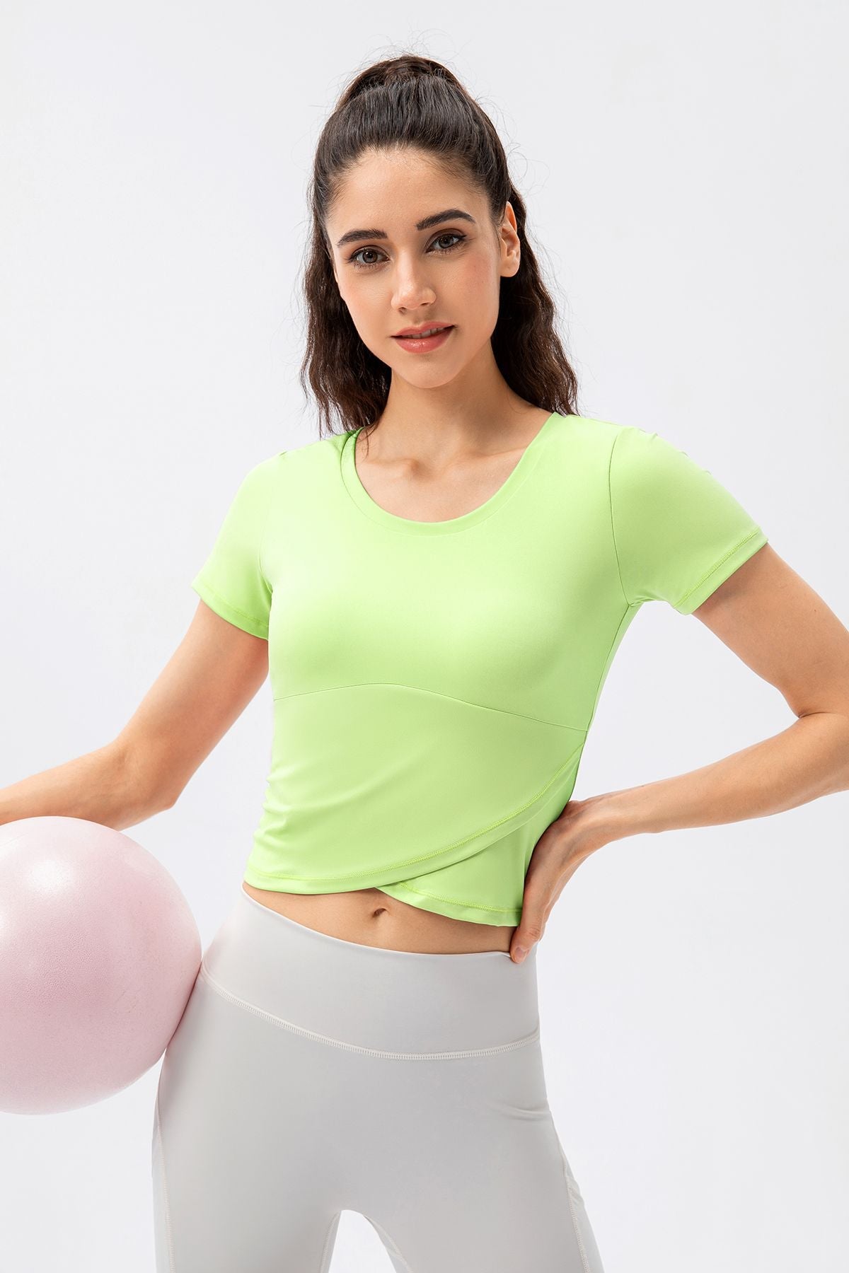 Twist Front Crop Top with Built in Bra by bornfocus