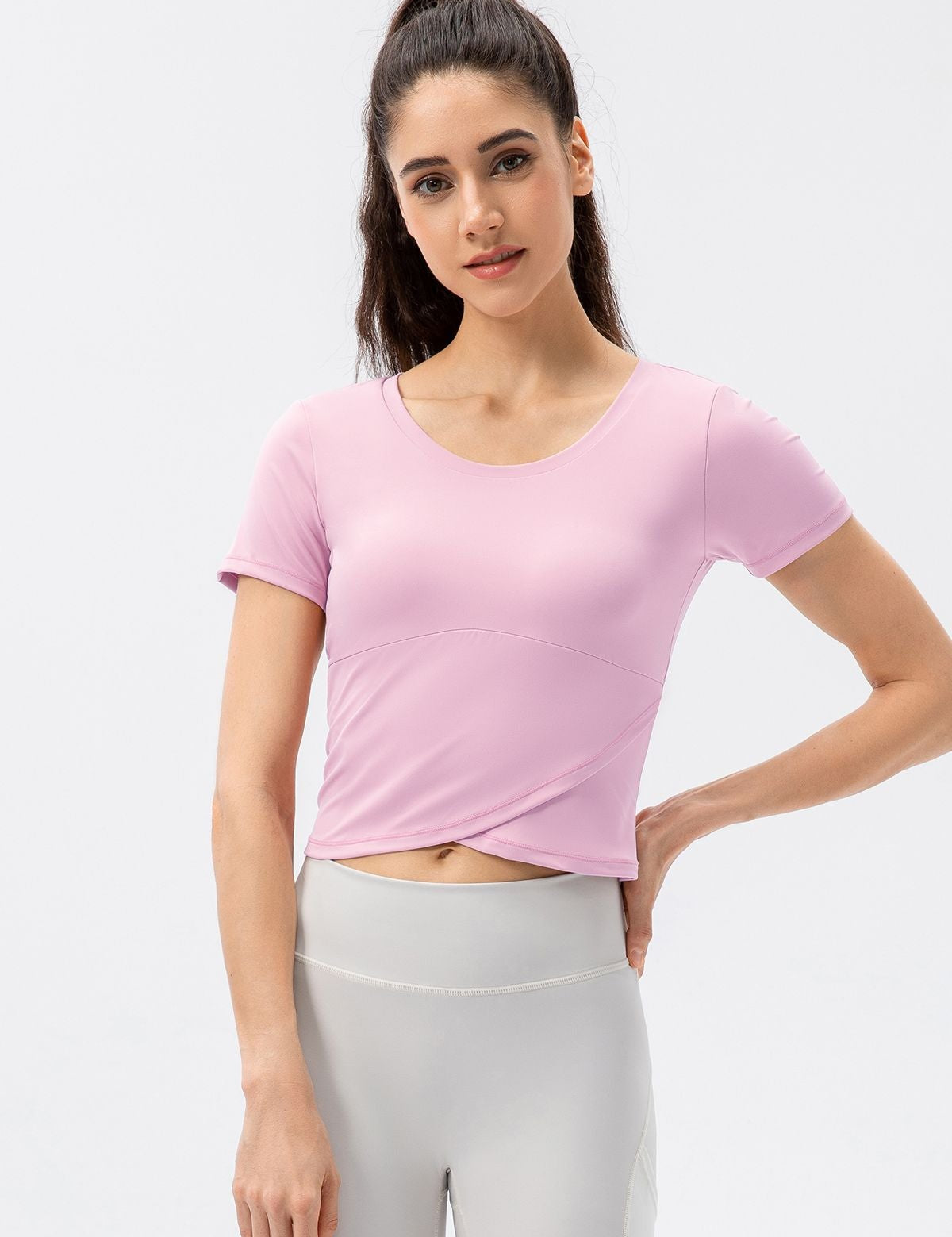 Twist Front Crop Top with Built in Bra by bornfocus