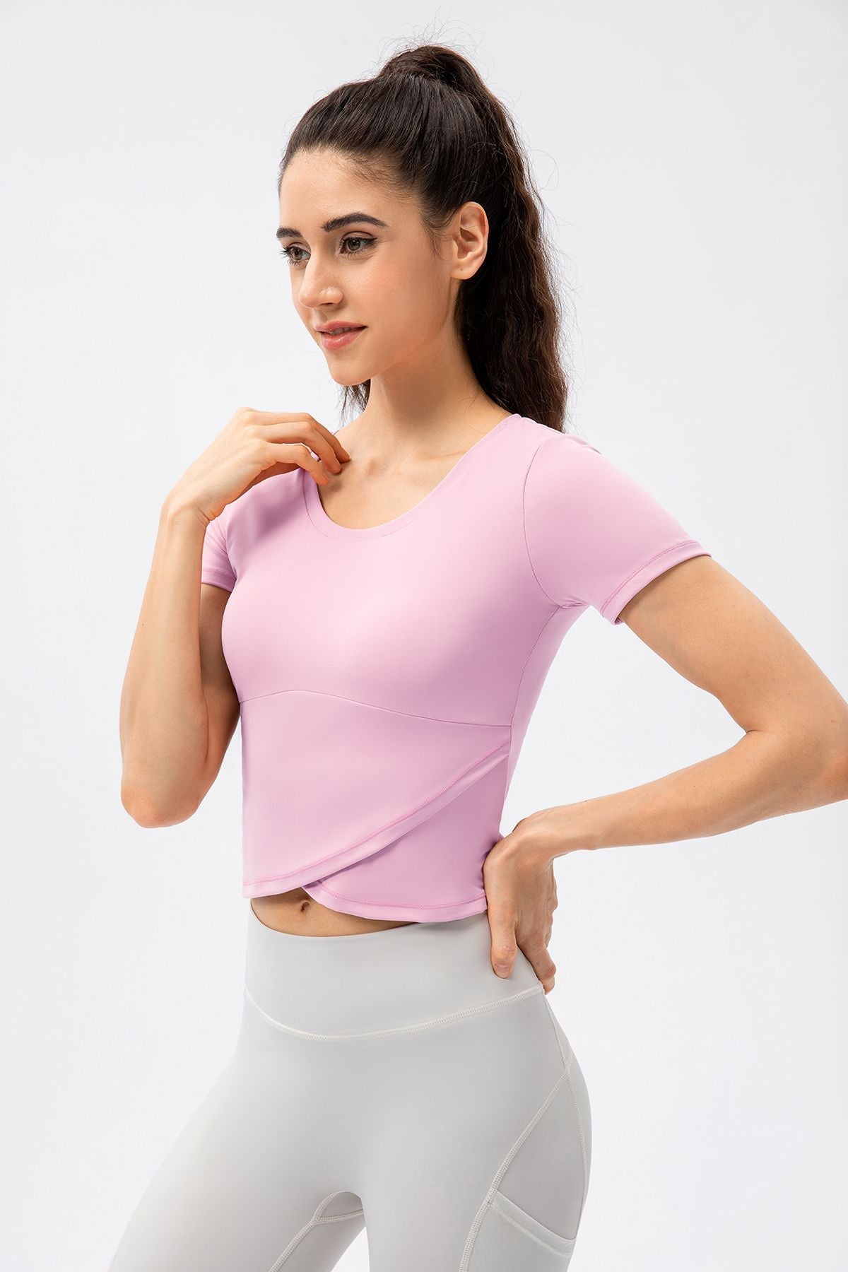 Twist Front Crop Top with Built in Bra by bornfocus