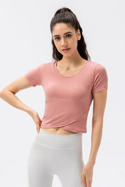 Twist Front Crop Top with Built in Bra by bornfocus