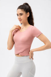 Twist Front Crop Top with Built in Bra by bornfocus