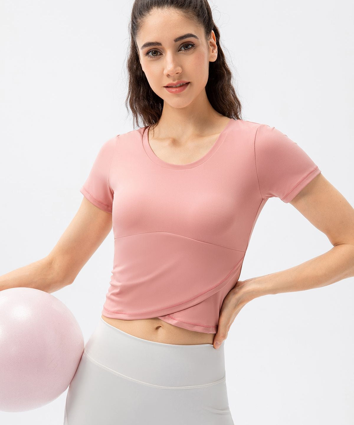 Twist Front Crop Top with Built in Bra by bornfocus