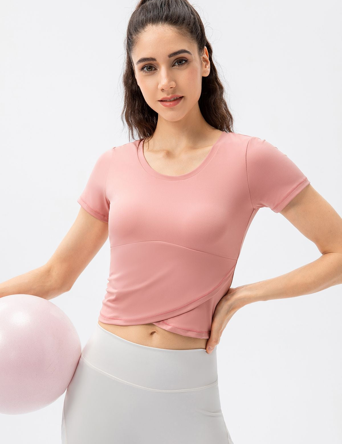 Twist Front Crop Top with Built in Bra by bornfocus