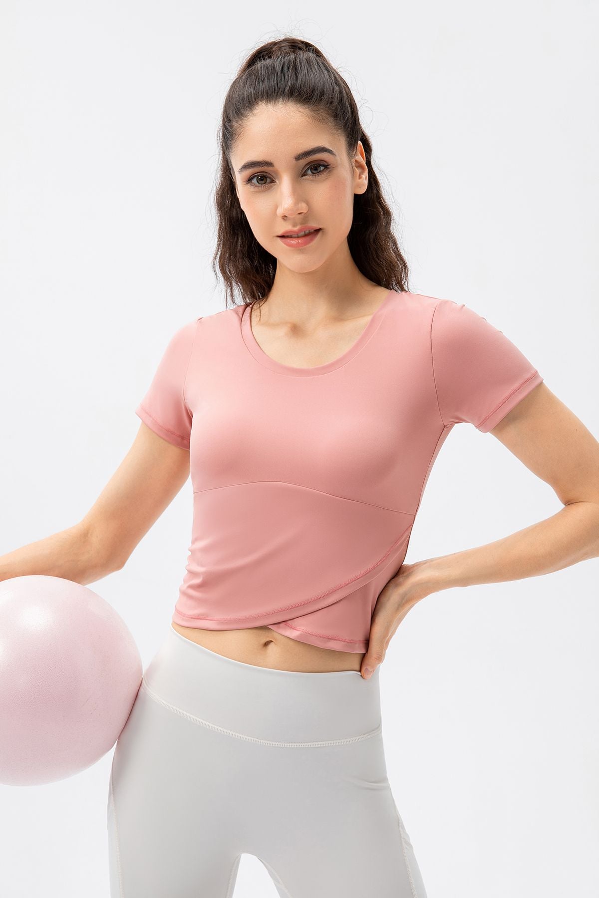 Twist Front Crop Top with Built in Bra by bornfocus