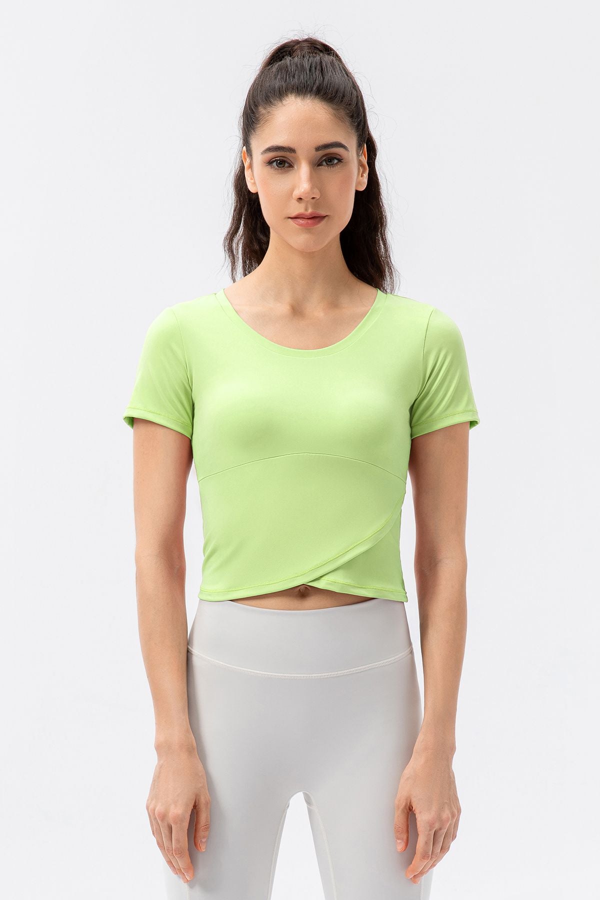 Twist Front Crop Top with Built in Bra by bornfocus