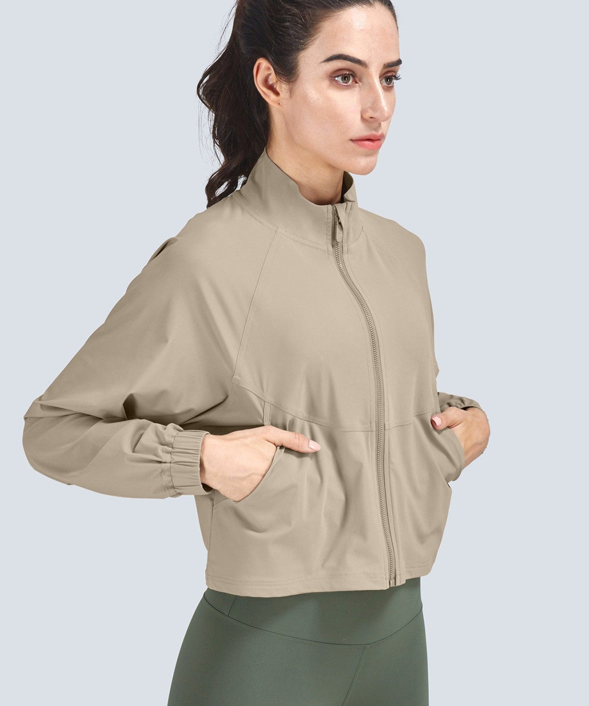 Full-Zip Cropped Track Jacket by bornfocus