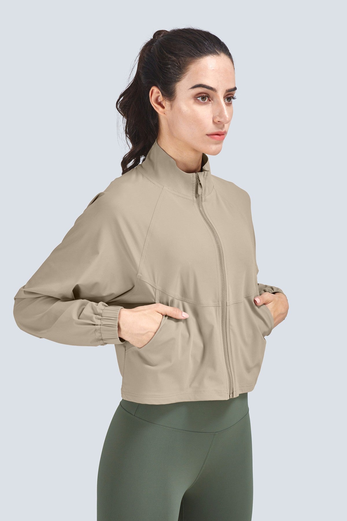 Full-Zip Cropped Track Jacket by bornfocus