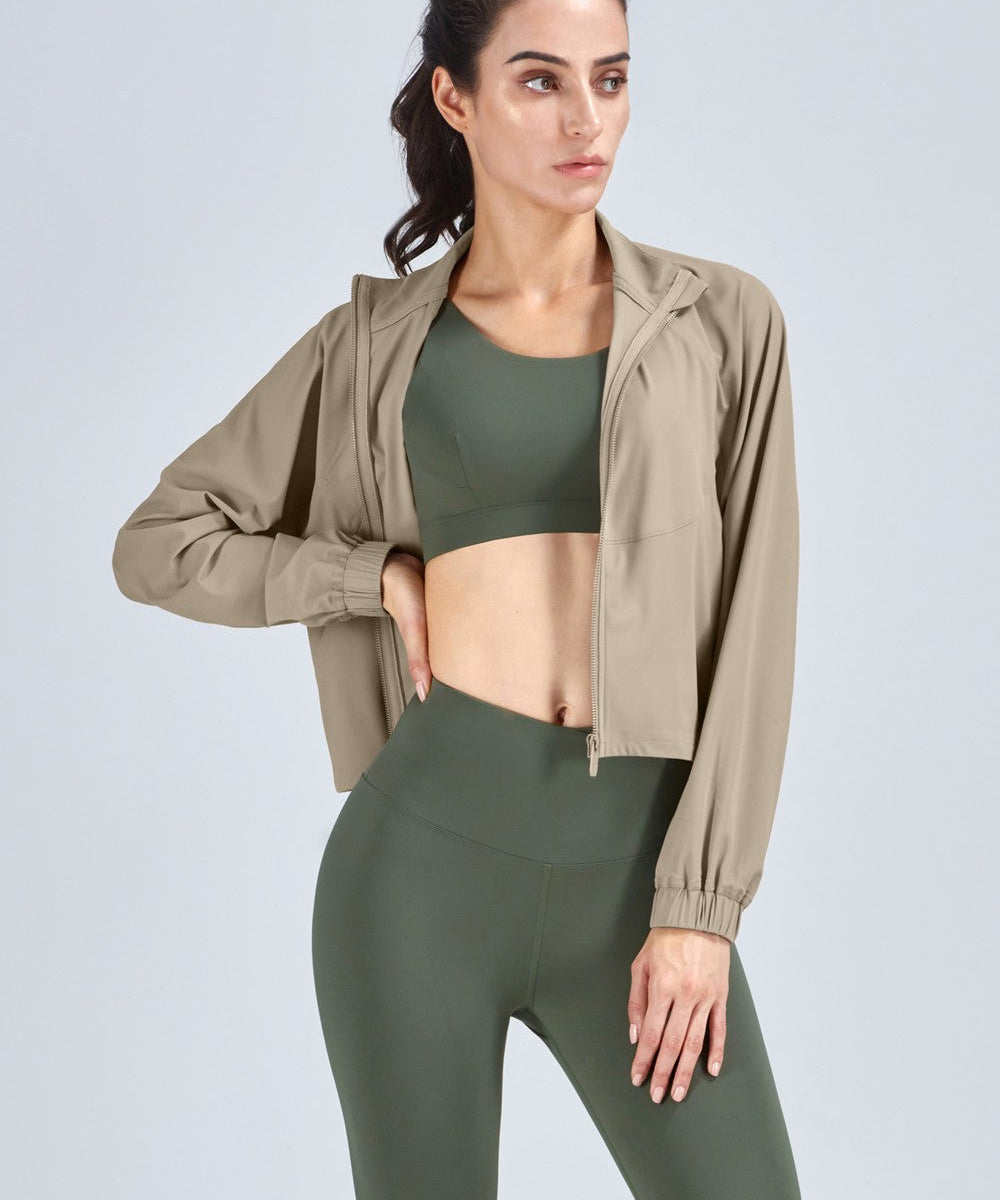 Full-Zip Cropped Track Jacket by bornfocus