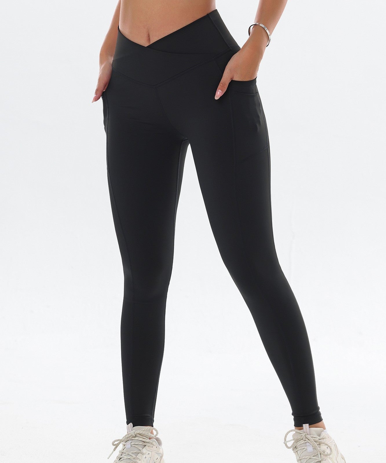 Opaque Crossover Leggings with Pockets by bornfocus