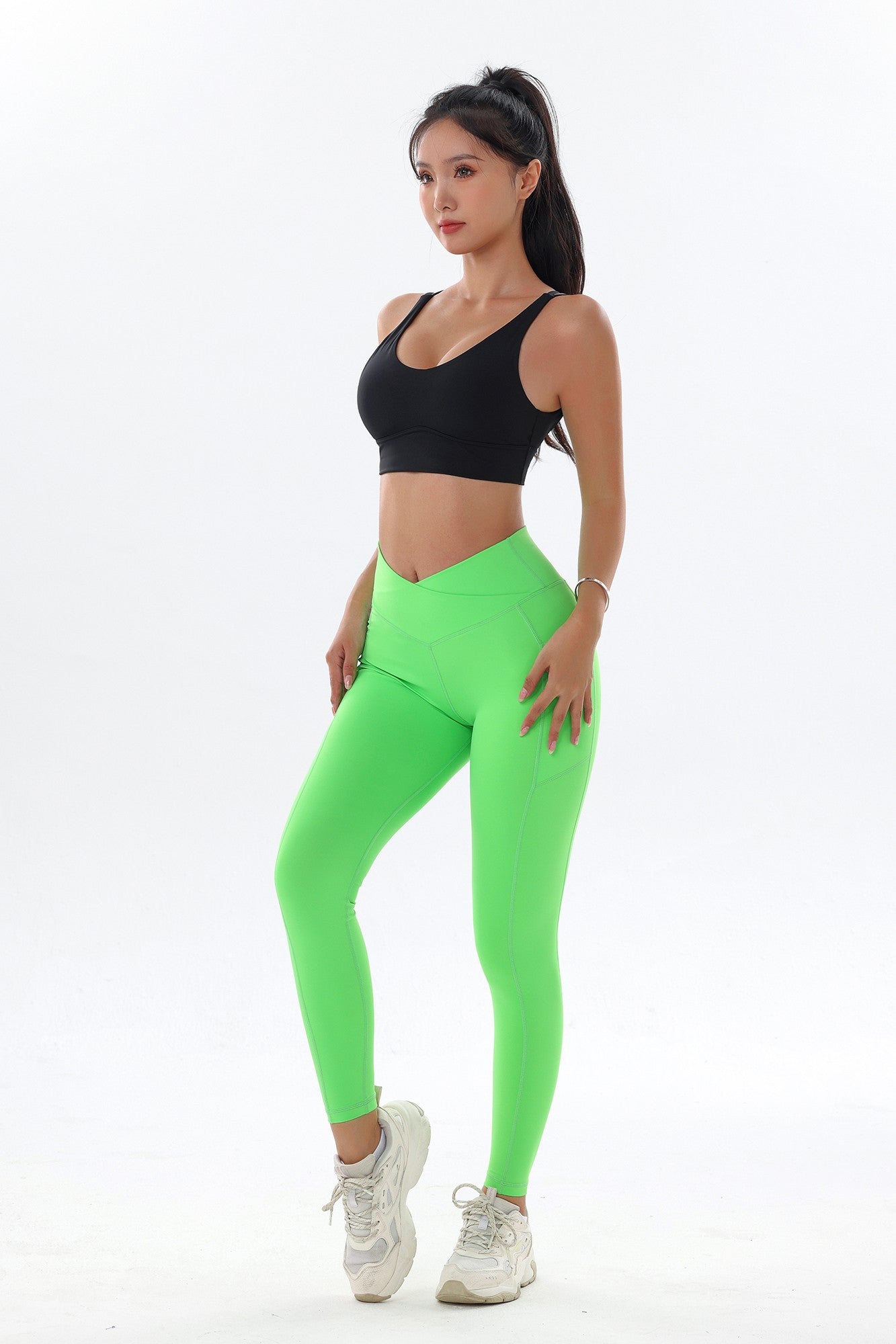 Opaque Crossover Leggings with Pockets by bornfocus