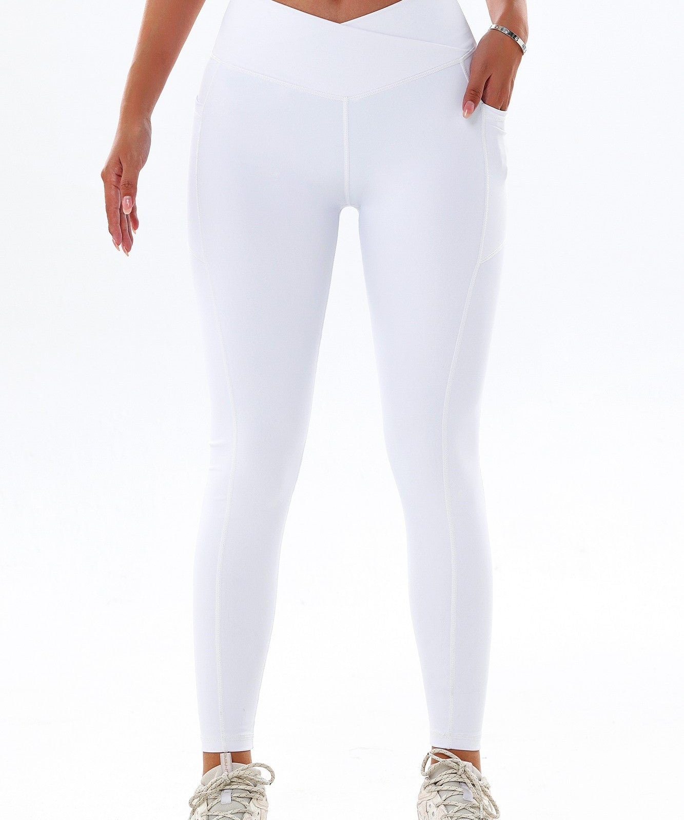 Opaque Crossover Leggings with Pockets by bornfocus