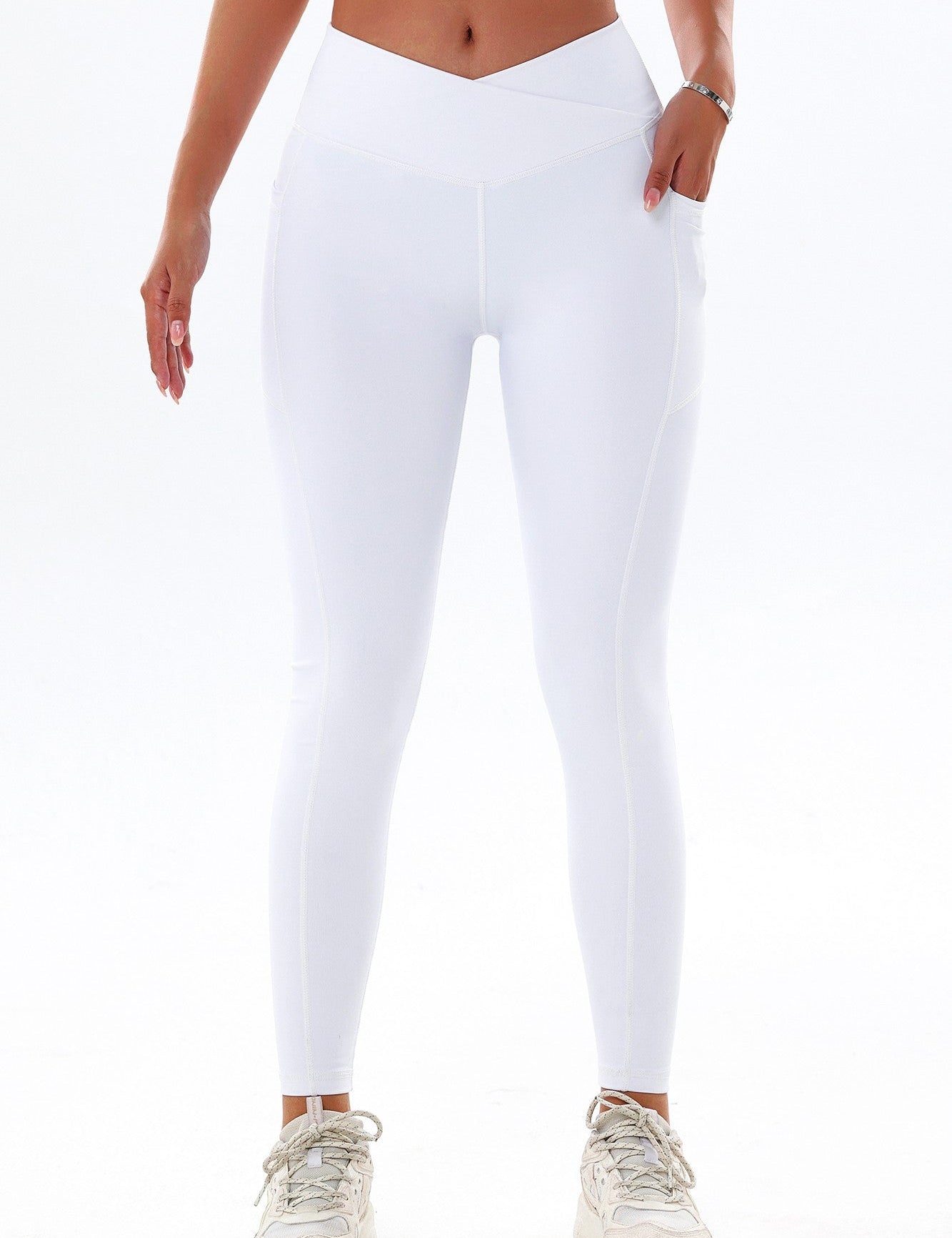 Opaque Crossover Leggings with Pockets by bornfocus