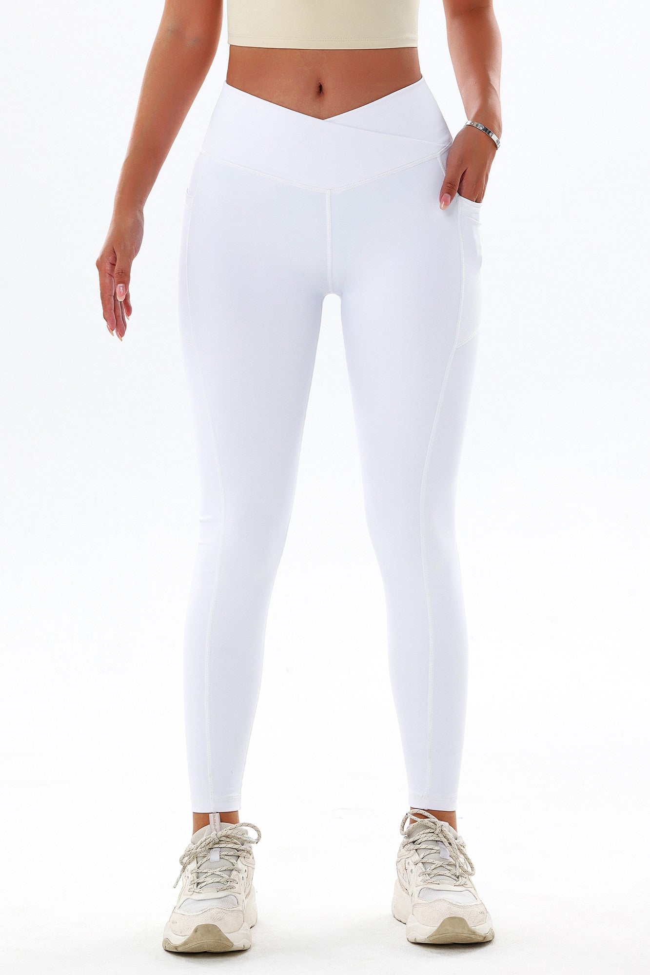 Opaque Crossover Leggings with Pockets by bornfocus