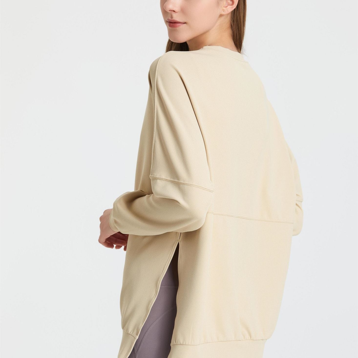 Waffle Knit Long Sleeve Sweatshirt by bornfocus