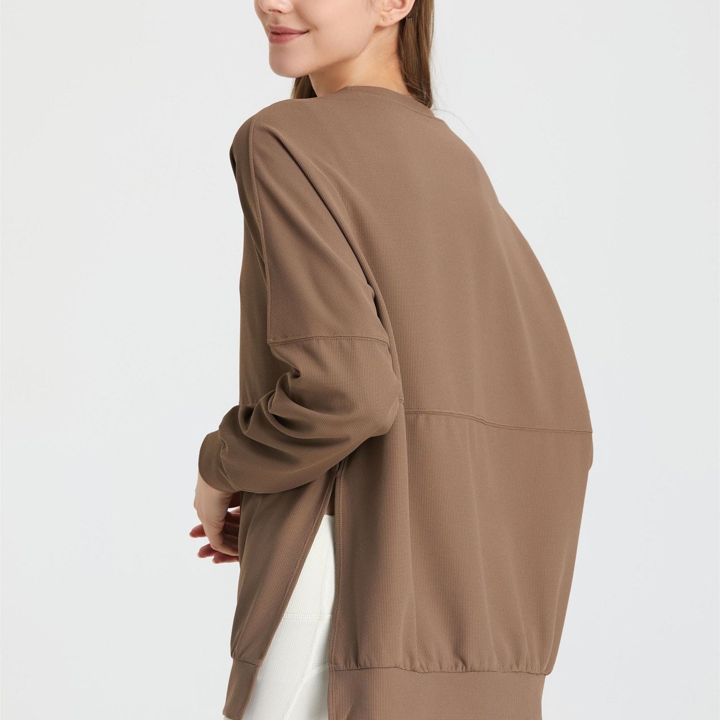 Waffle Knit Long Sleeve Sweatshirt by bornfocus