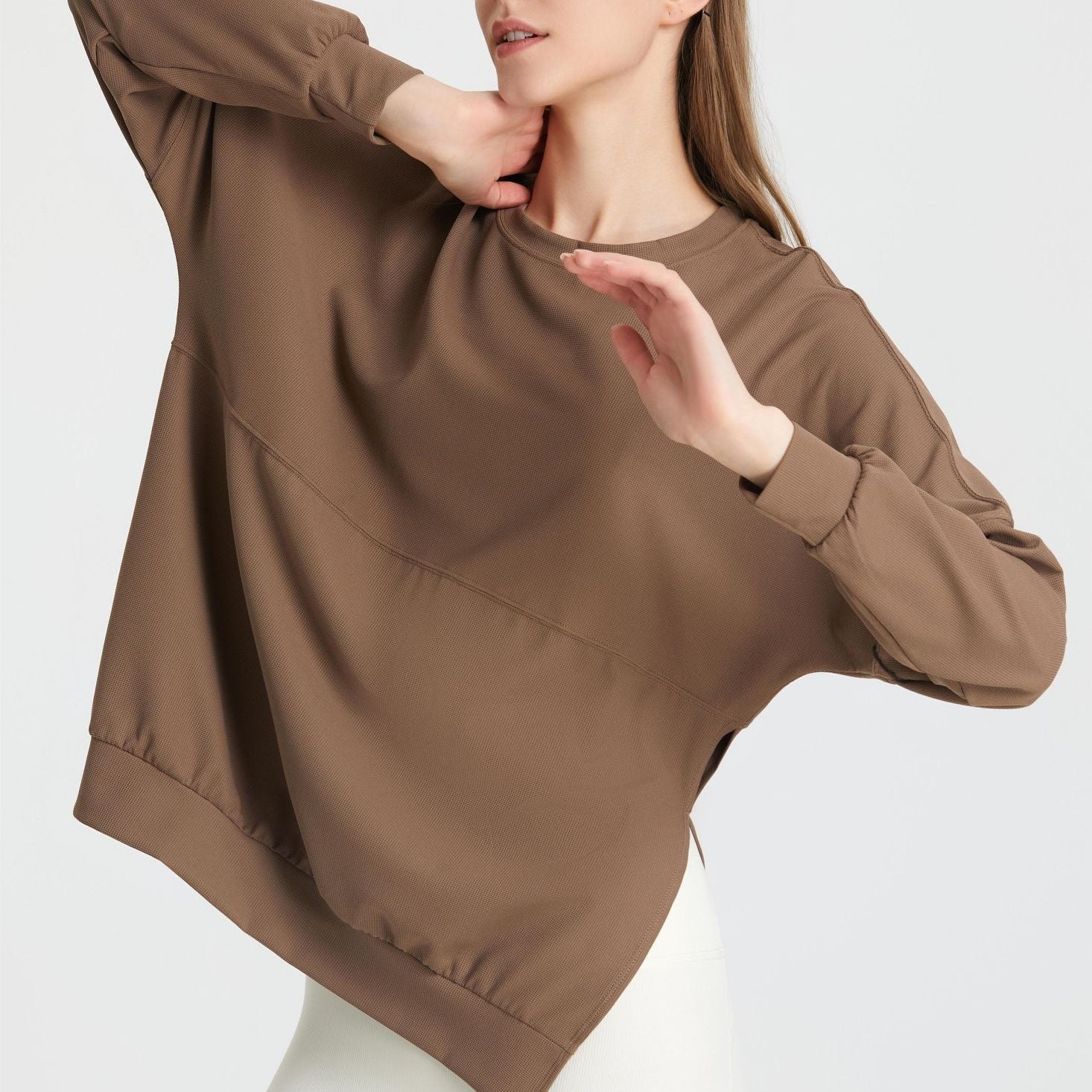 Waffle Knit Long Sleeve Sweatshirt by bornfocus
