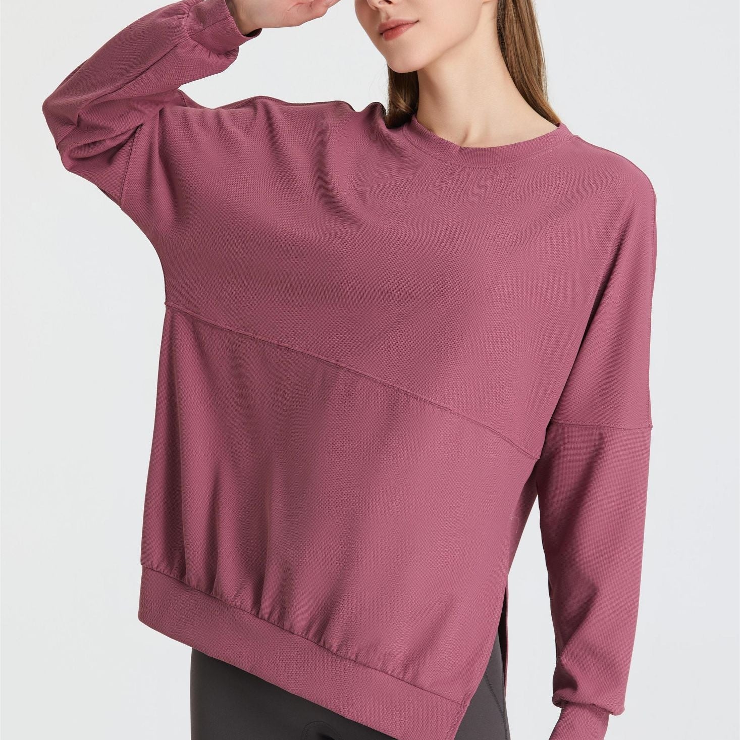 Waffle Knit Long Sleeve Sweatshirt by bornfocus