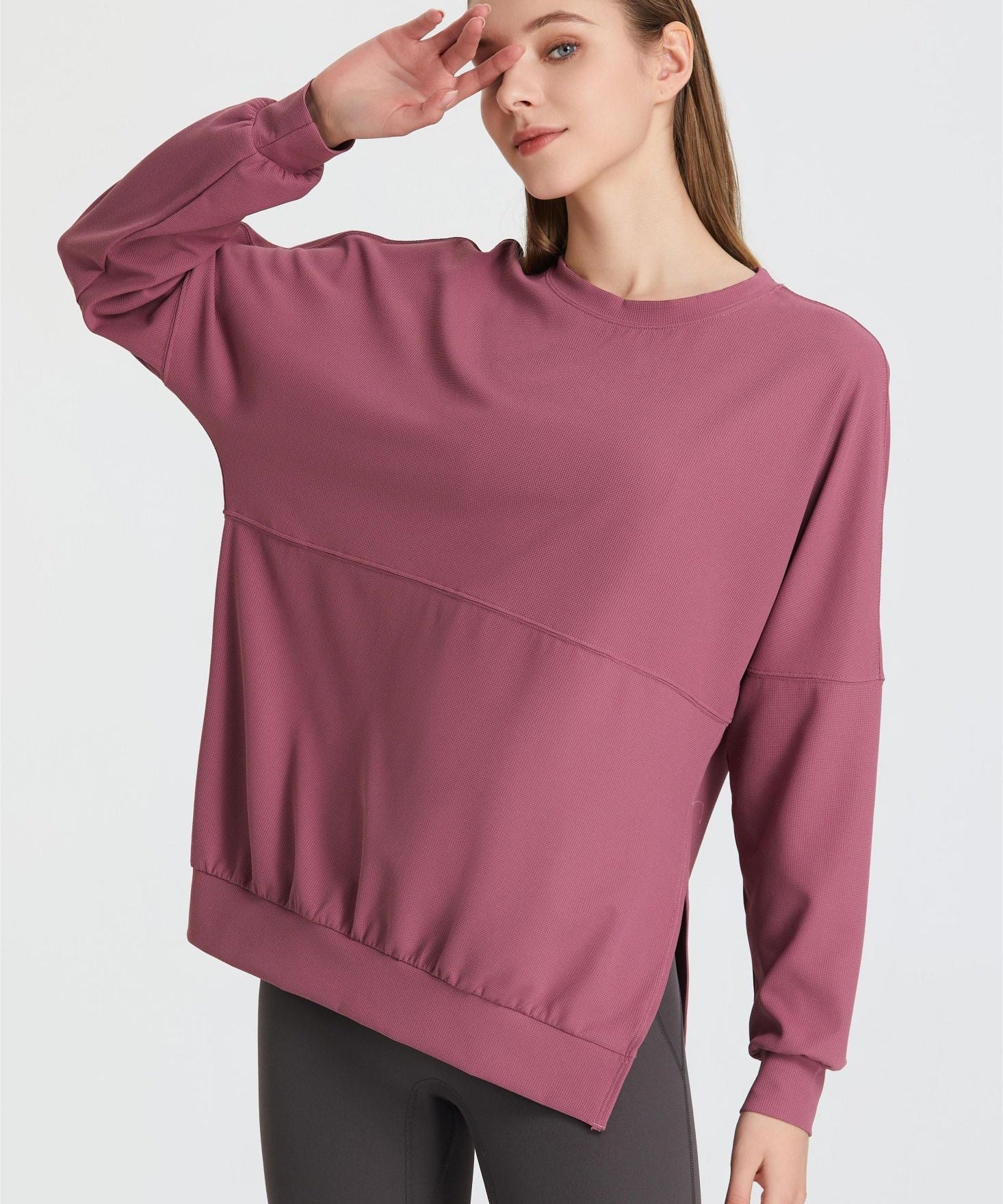 Waffle Knit Long Sleeve Sweatshirt by bornfocus