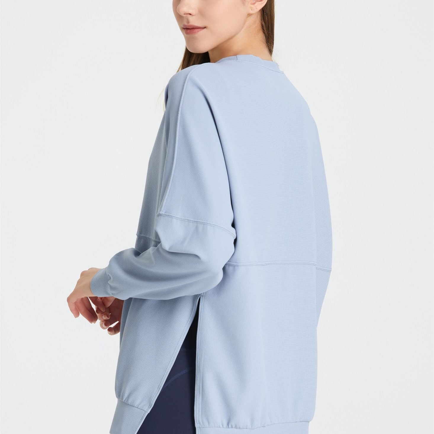 Waffle Knit Long Sleeve Sweatshirt by bornfocus