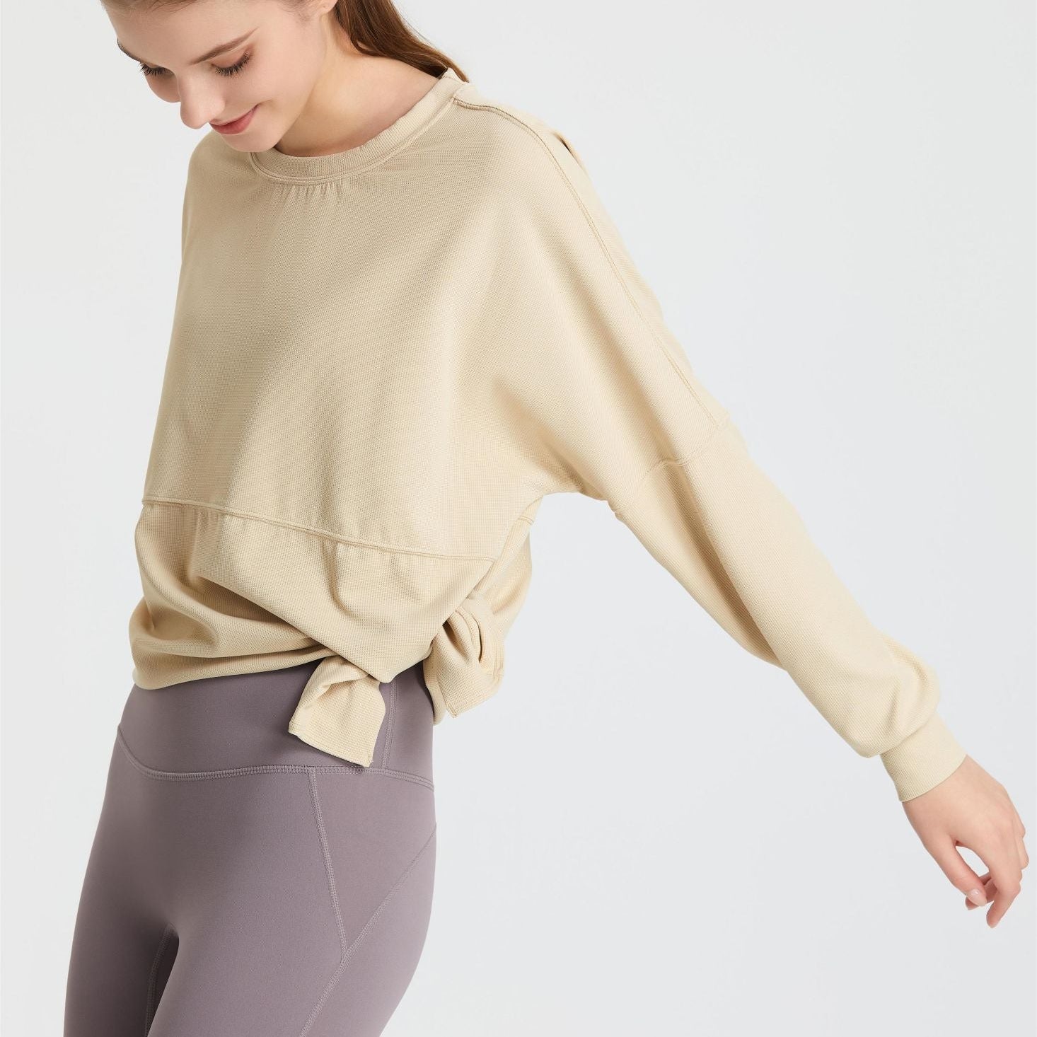 Waffle Knit Long Sleeve Sweatshirt by bornfocus